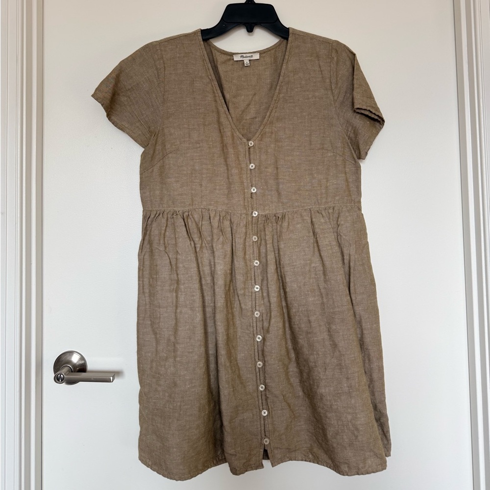 Madewell Tan Button-Front Dress
